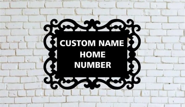 Floral Border Metal Nameplate