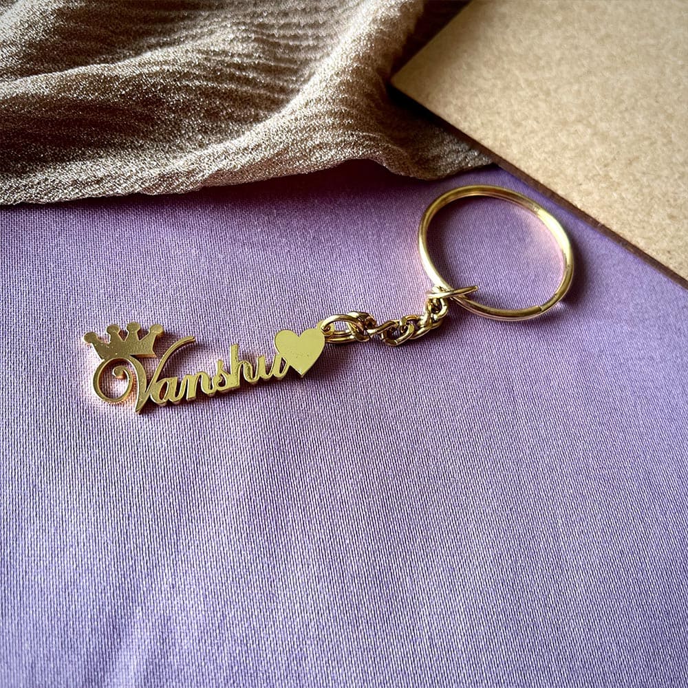 Heart and Crown Metal Keychain
