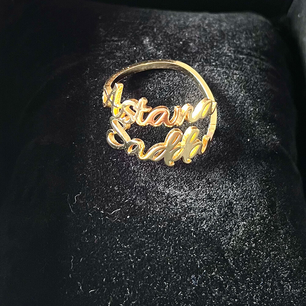 Customized Double Name Ring in Loop